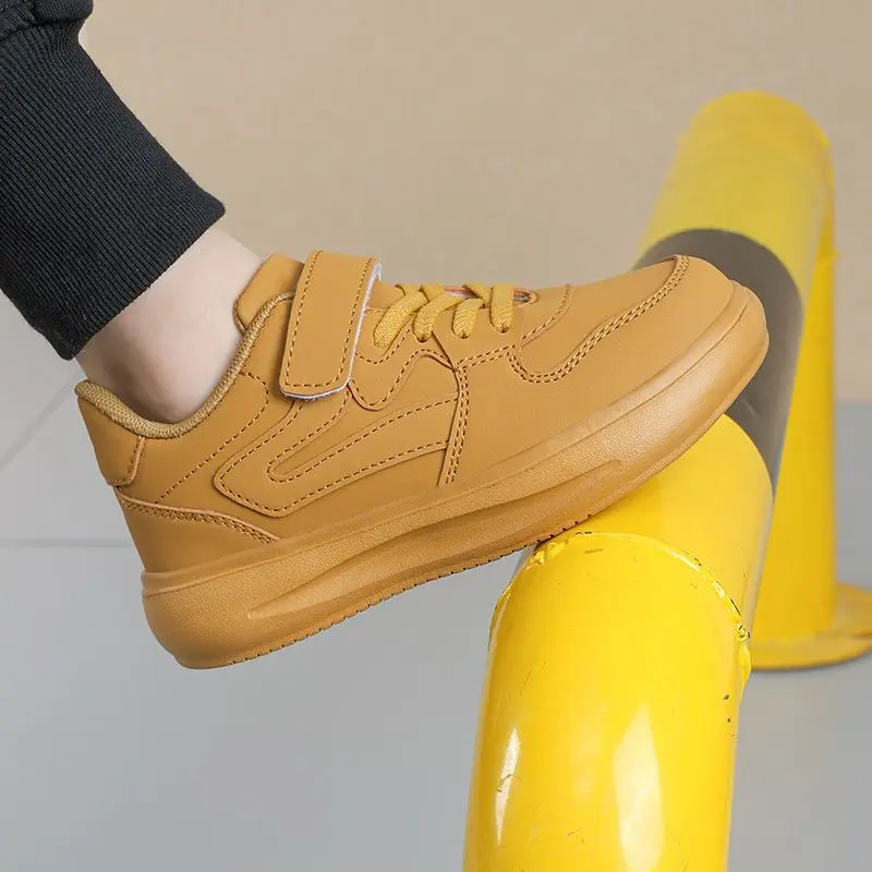 Boys Waterproof Leather Kids Sports Shoes Lightweight Non Slip Running Sneakers for Primary School Autumn Winter