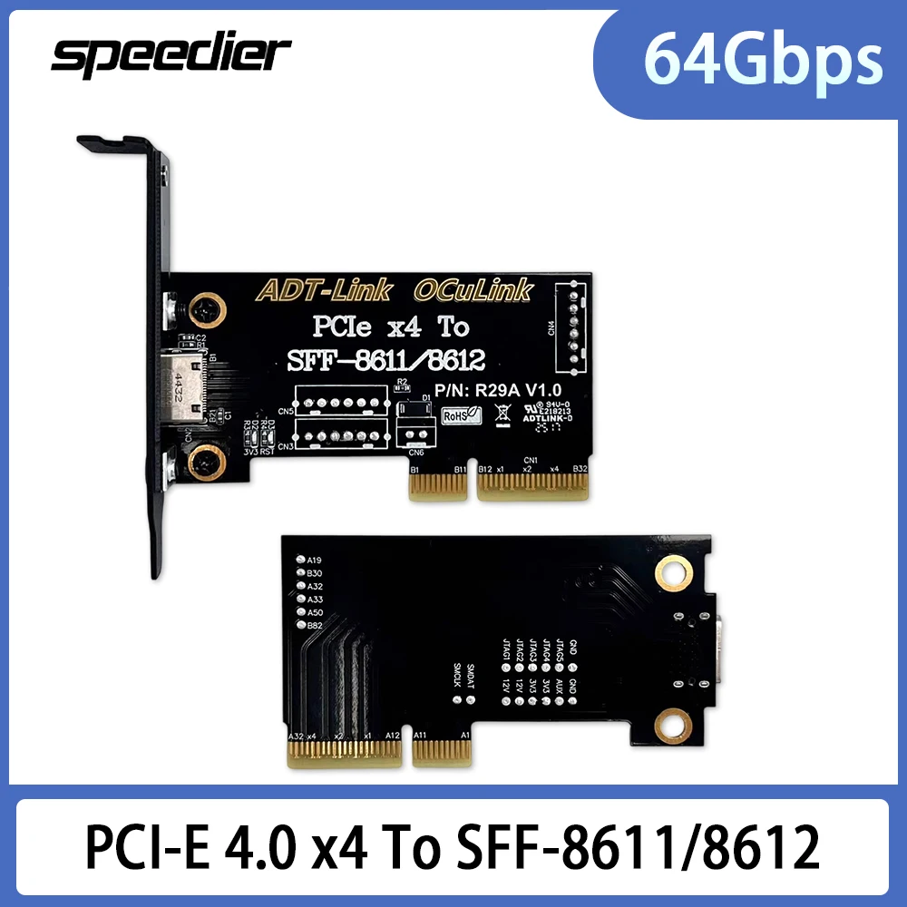 

PCIe 4.0 X4 To SFF-8611/8612 Adapter Card Chassis External Connection, OCuLink External Graphics Card Full - Speed Transmission