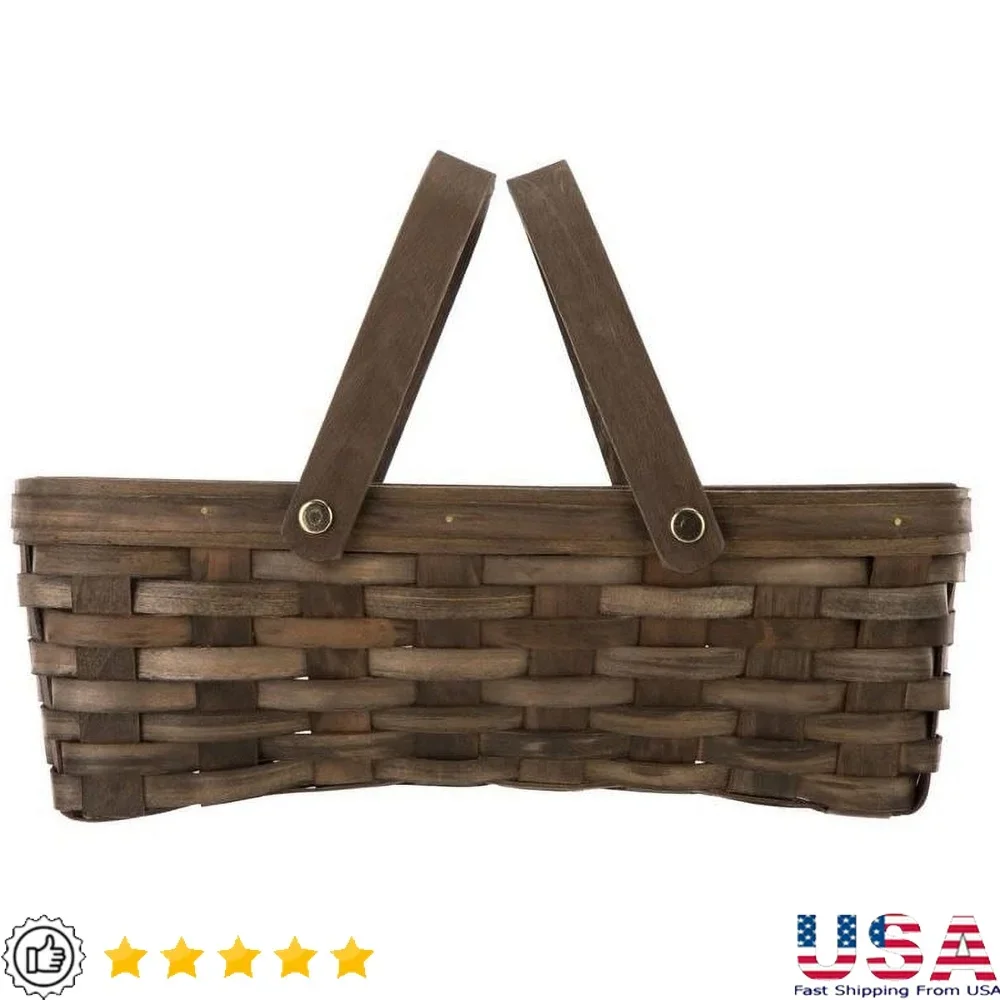 

Woodchip Storage Basket with Handles Decorative Use Gift Basket Small Item Organizer Perfect Crafts Floral Display Transportable