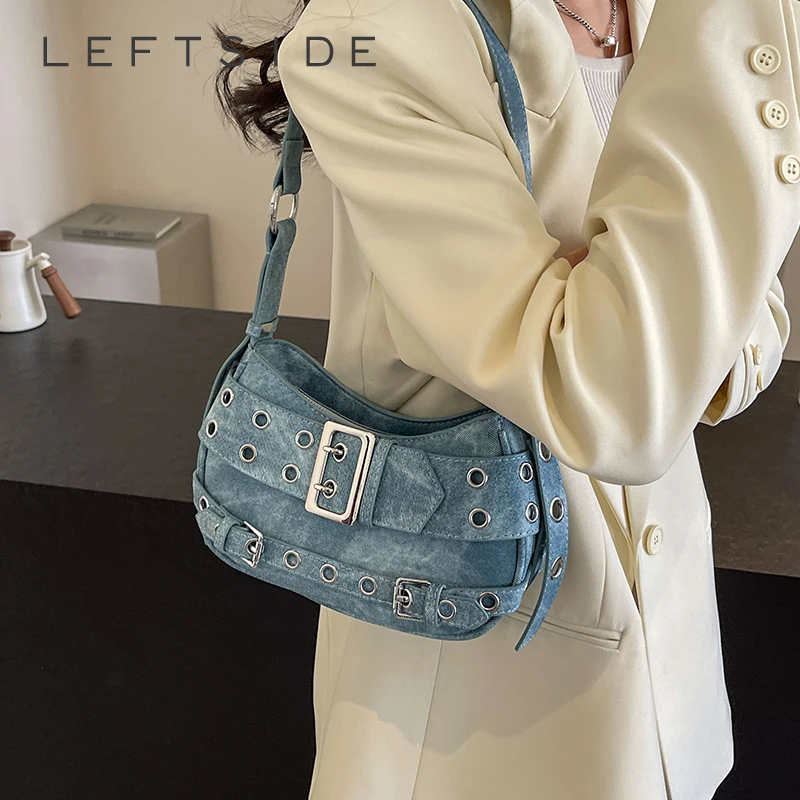 

LEFTSIDE Belt Buckle Small Pu Leather Crossbody Bags for Women 2024 New Fashion Trend Female Shoulder Bag Handbags and Purses