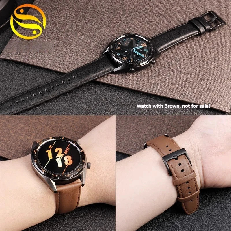 لهواوي ساعة Smartwatch GT5 GT4 GT3 عادية جلد البقر Lea-ther أشرطة ساعات اليد 46 مللي متر الهاتفي الرجال جلد العجل الإفراج السريع سوار 22 مللي متر