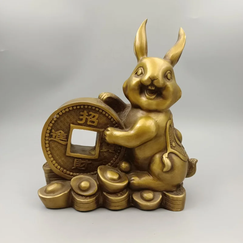 

Brass Twelve Of Ornaments Ingot Copper Coin Chinese Zodiac Sign Of Rabbit Craft Gift Living Room Home