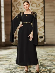 Eid Arab Muslim Party Dress Women Maxi Long Sleeve Diamond Jalabiya Long Dresses Morocco Kaftan Vestidos Dubai Ramadan Gown Robe