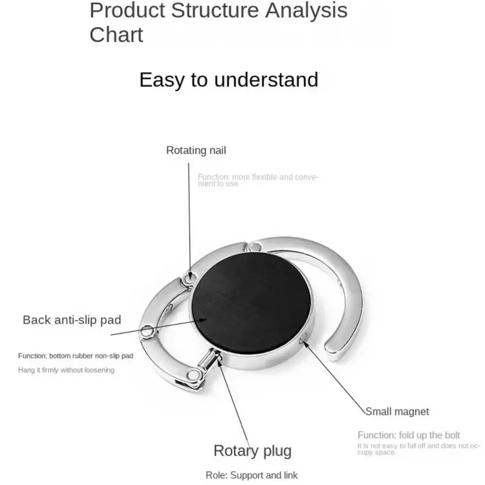 3 szt. Haczyki do przechowywania, haczyki na torebki, skórzane haczyki do zawieszania, metalowe składane uchwyty na torby na stół, praktyczne przenośne haczyki do zawieszania
