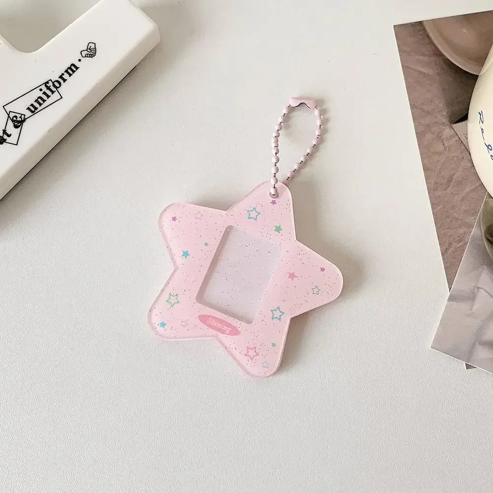 Tragbarer Fotokartenhalter aus Acryl mit glitzerndem Stern, Schlüsselanhänger, 2,5 cm, Ausweishülle für Studenten, Kpop Idol, Fototasche, langlebige Kartenaufbewahrung