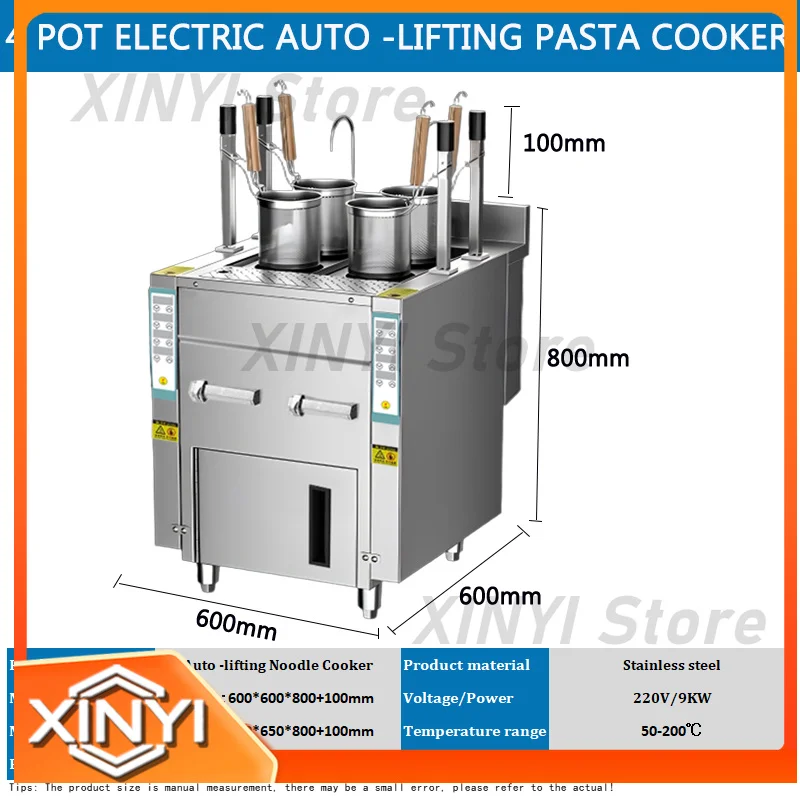 Commercial 4 Heads Automatic Lift-up Electric Lanzhou Beef Noodle Soup Noodle Boiler Machine Pasta Cooker with Cabinet