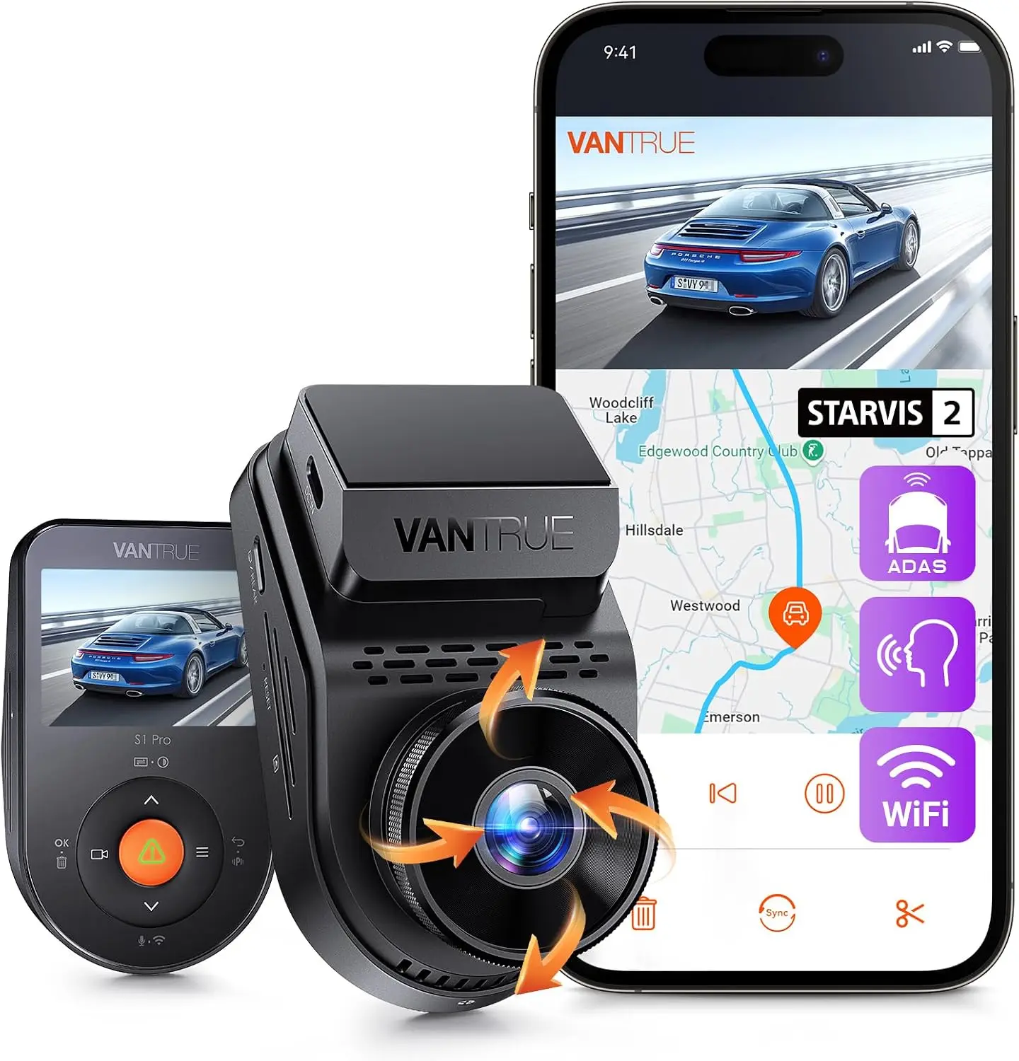Dash Cam Front 27K STARVIS 2 Mini ADAS AI Car Camera PlatePix HDR Night Vision F18 Aperture 5G WiFi GPS 60fps 2 IPS Screen G Sen