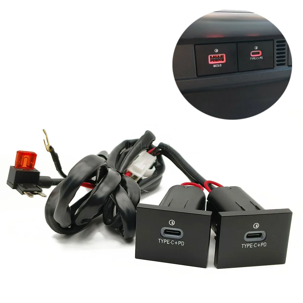 

For Ford Focus Accessories Car Quick Charger 12V/24V Dual PD Type C Fast Phone Charging interface fuse box Power Adapter