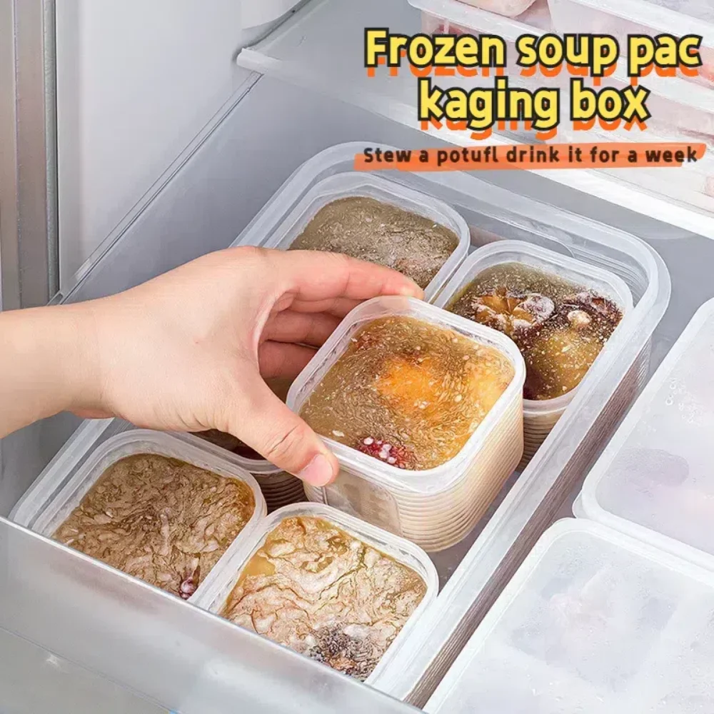 Refrigerator storage box frozen soup food-grade frozen fresh-keeping box frame sorting box sealed fruit and vegetable box