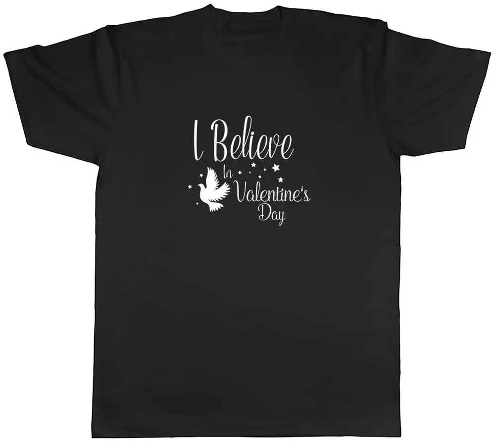 I Believe In Valentine's Day Mens Unisex T-Shirt Tee Anime Graphic T-shirts For Men