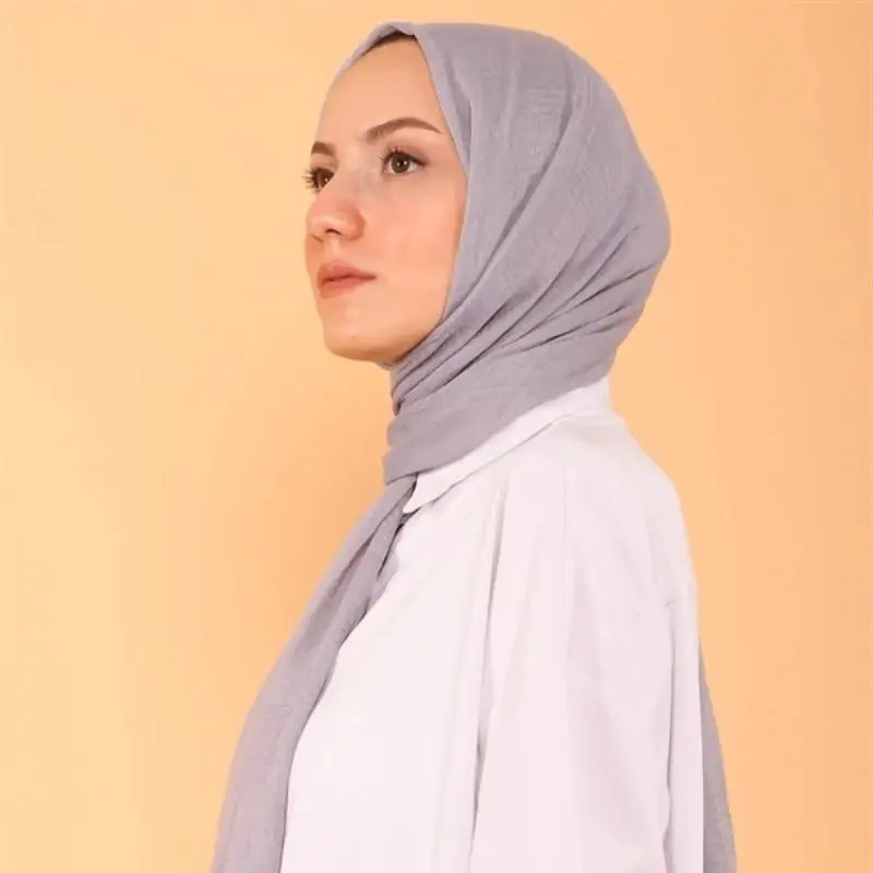 Jersey arrugado de algodón suave para mujer musulmana, Hijab transpirable de alta calidad, chal, bufanda, 90x180CM