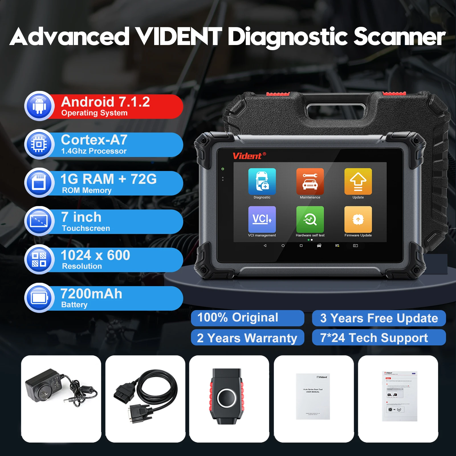 Automotive Tools VIDENT iSmart800Pro BT OBD2 Scanner Actuation Test 40+Reset All System Diagnosis CANFD/DOIP Key Programming