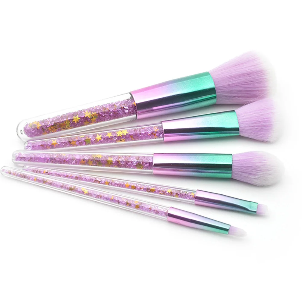 مجموعة فرش مكياج مكونة من 5 قطع، شعيرات كثيفة دقيقة ممتازة بدون تساقط للتطبيقات الناعمة للاستخدام اليومي الاحترافي للنساء