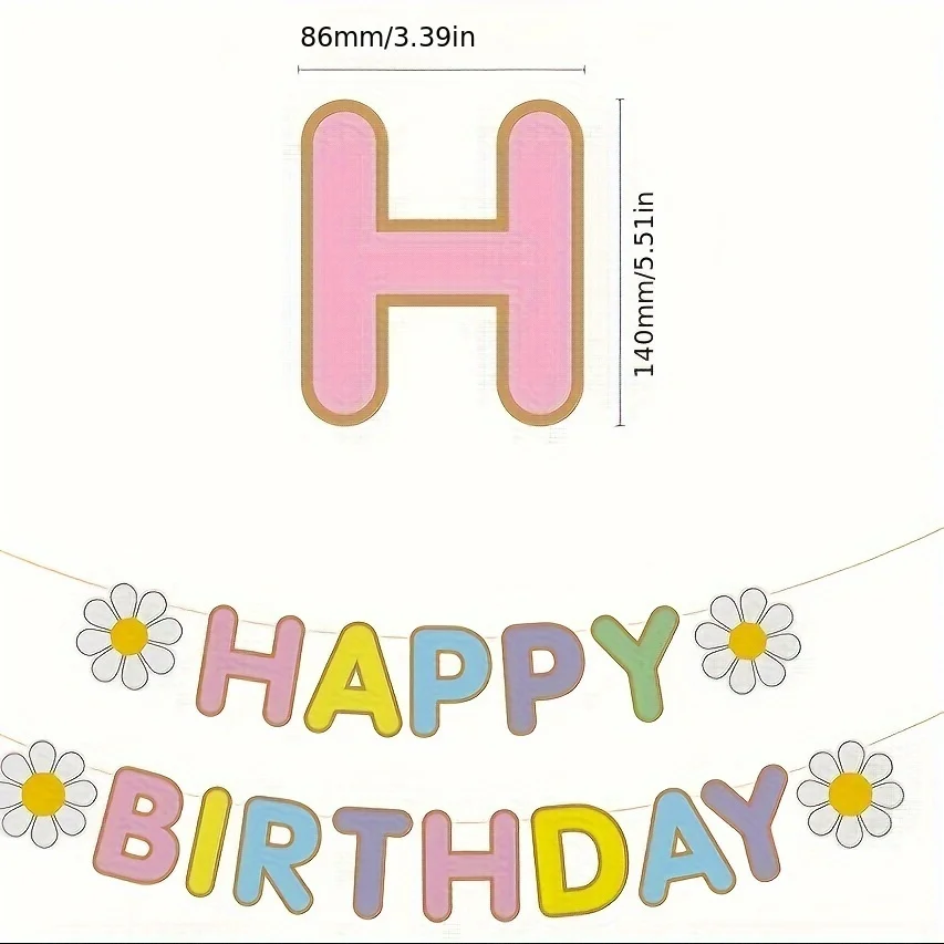 Little Daisy birthday flag, birthday party decoration, latte art scene arrangement, props, banner