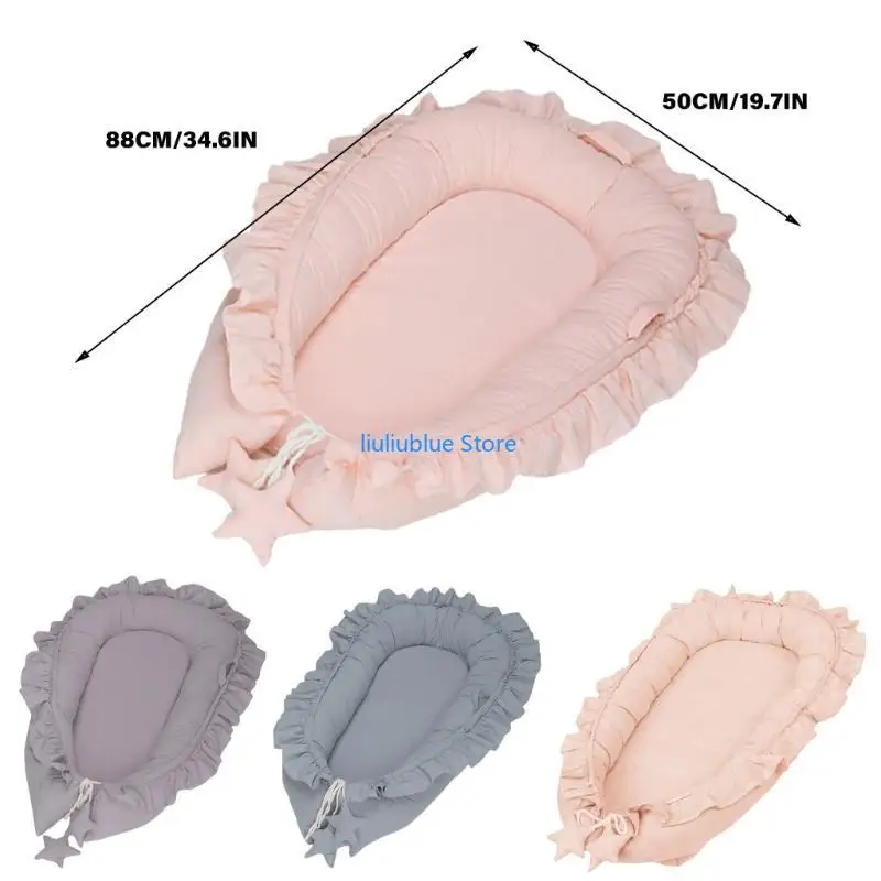 سرير للأطفال حديثي الولادة لسهولة النوم سرير للأطفال الصغار من القطن قابل للتنفس سرير سفر فراش نوم أساسي 62CF