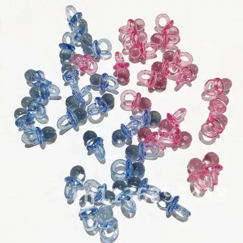 Blue / Pink Transparent Acrylic Mini Pacifier Baby Shower Girl Cake Decoration Birthday Gift DIY Mini Pacifier Party Decorations