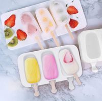 Popsicle Molds Set of 1, Ice Pop Molds Silicone 4 Cavities Ice Cream Oval Cake Pop Mold with 50 Wooden Sticks for DIY Popsicle,