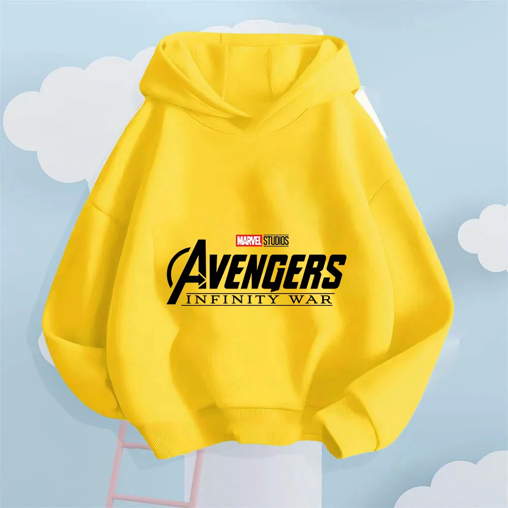 Bluza dziecięca z nadrukiem kreskówkowym Avengers Marvel, wygodna, dla chłopców i dziewcząt, jesienno-zimowa, luźna, prosta bluzka codzienna.