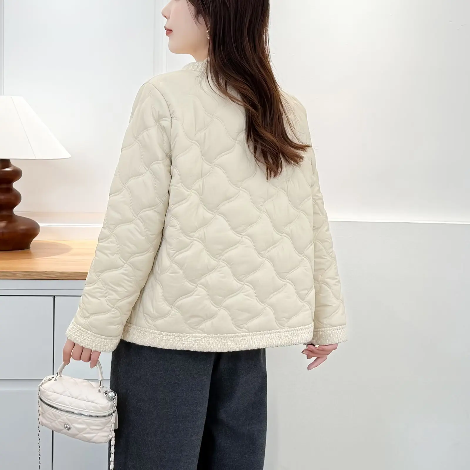 Xxxl moda plus size parkas femininas outono e inverno estilo coreano chique quente sem gola jaqueta acolchoada 688