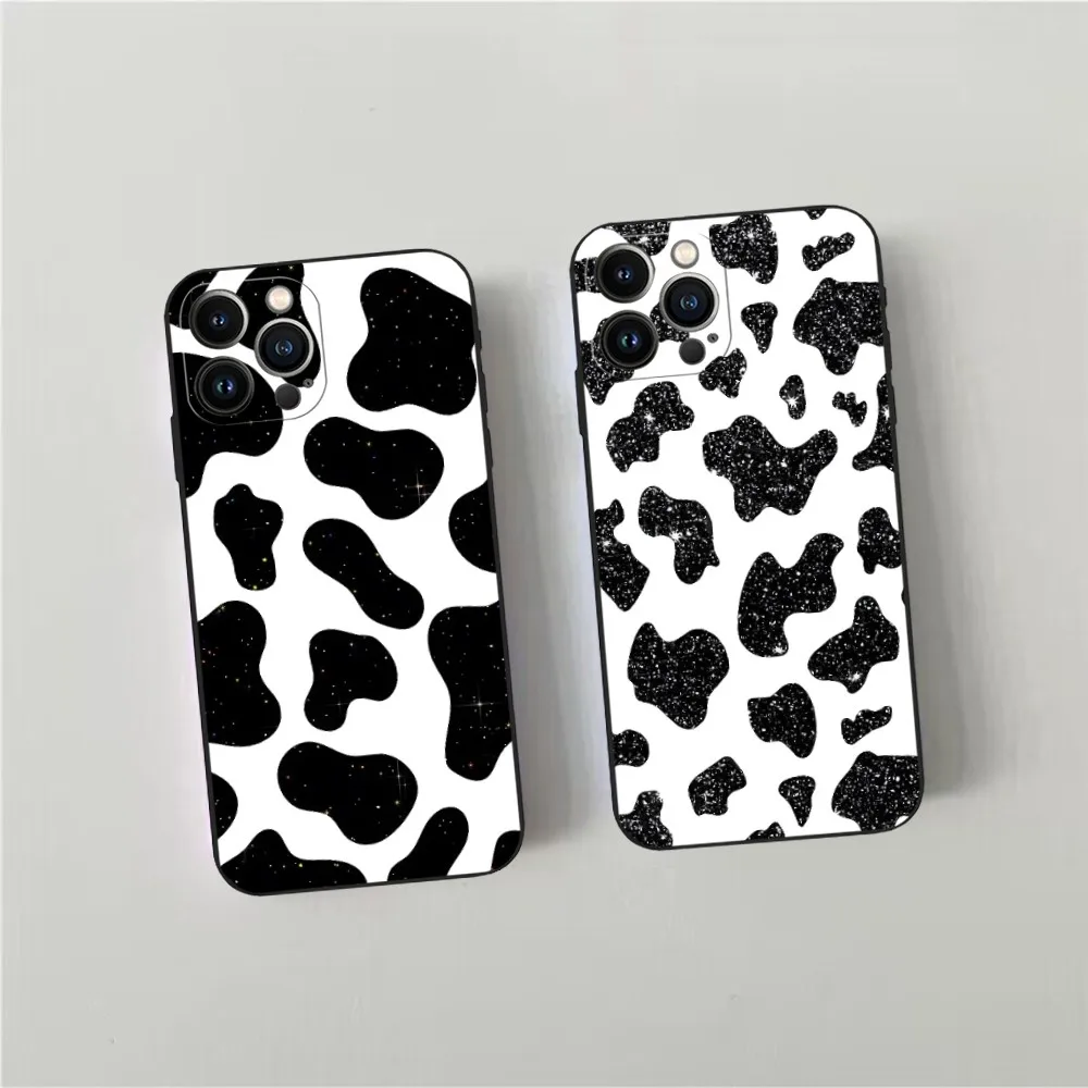 

Black white cow print Phone Case for iphone 15 14 13 Mini 11 12 Pro Max Xr X Xs 7 8 Plus Shockproof Back Cover