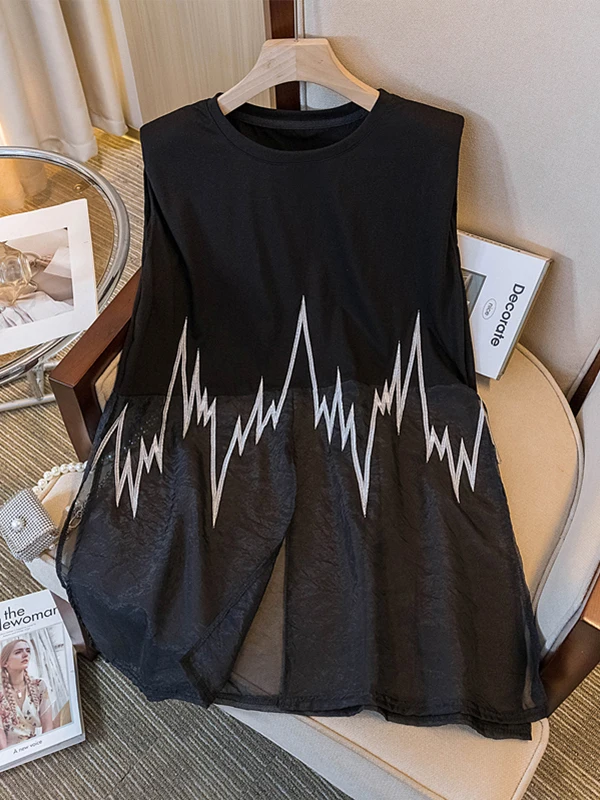 

Faionable Свободный жилет с скользящим верхом, женский топ больших размеров, летняя новая верхняя одежда, повседневная удобная верхняя одежда, закрывающая живот