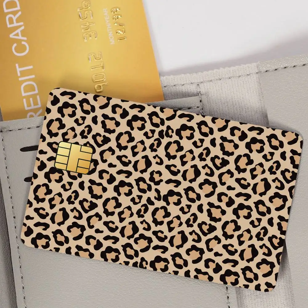 Fashion Leopard Print Diy Poster Waterproof Film skin Cover 4PCS Credit Card stickers Debit Front Decoration Bank Subway Pass