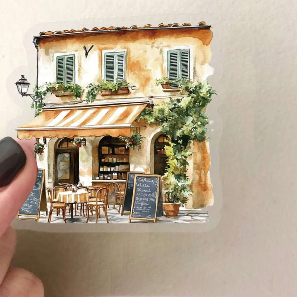 50 Pcs 투명 Ins 레트로 커피 스티커 팩 방수 투명 PET 원장 재료 장식 기타 노트북 고정식