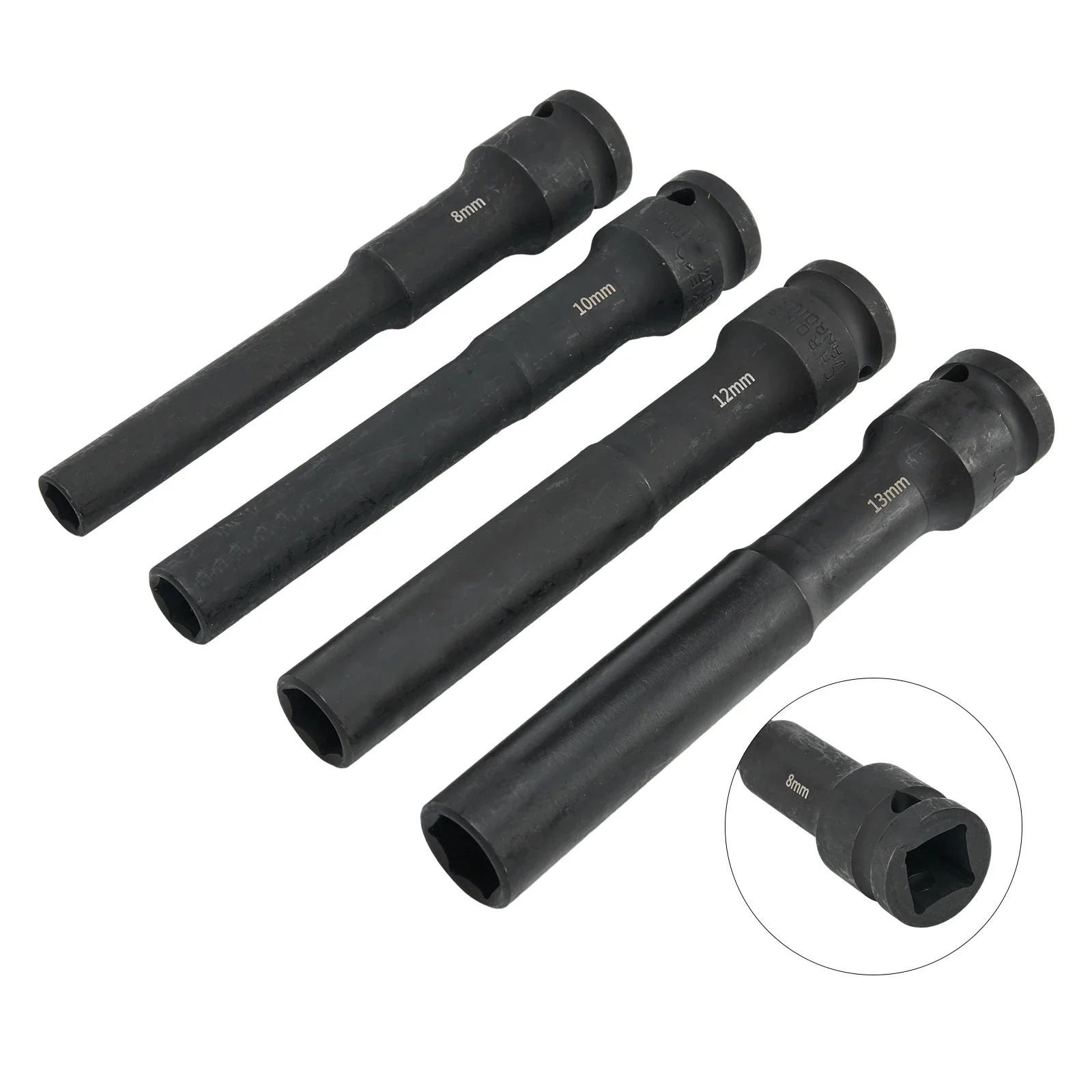 4pcs 1/2inch Drive Deep Impact Sockets Hex Socket Head Adapter Spanner Converter For Impact Wrench Drill 8mm 10mm 12mm 13mm Tool