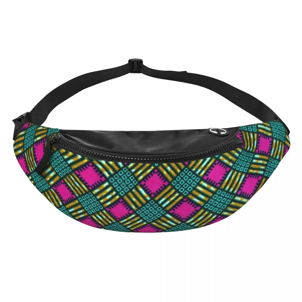 Geometric African Ethnic Tribal Ankara Pattern Fanny Pack Women Men Casual Crossbody Waist Bag for Cycling Phone Money Pouch