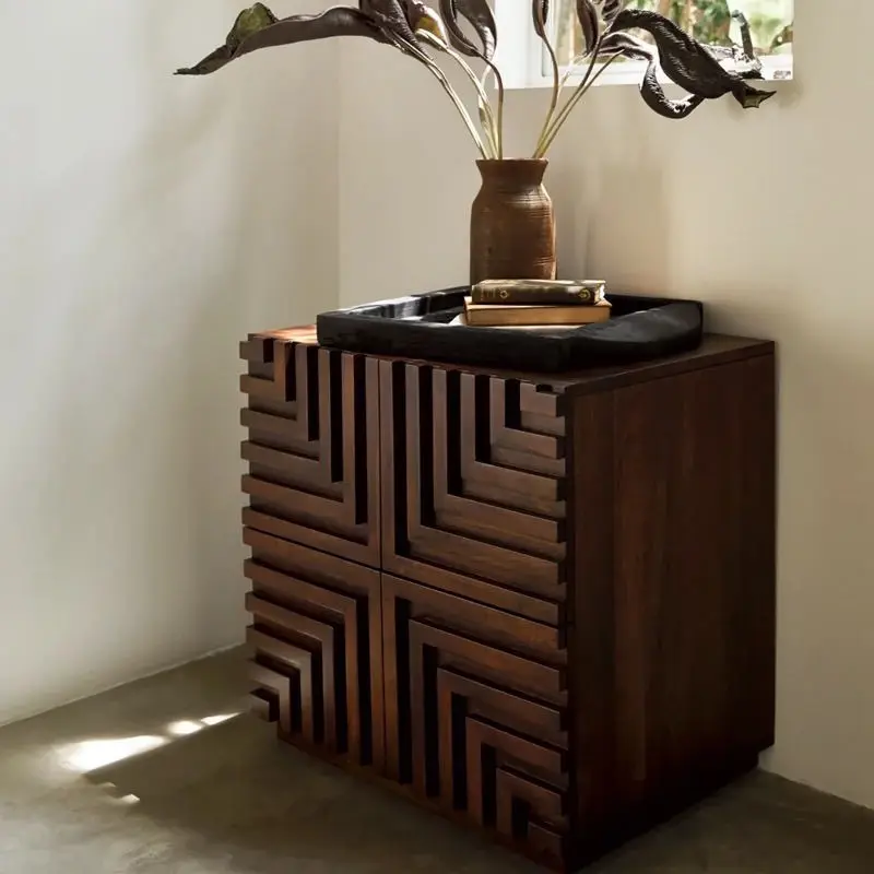 Retro Wooden Nightstands Living Room Sofa Side Storage Cabinet Bedroom Bedside Storage Box with Drawer Home Decoration Furniture