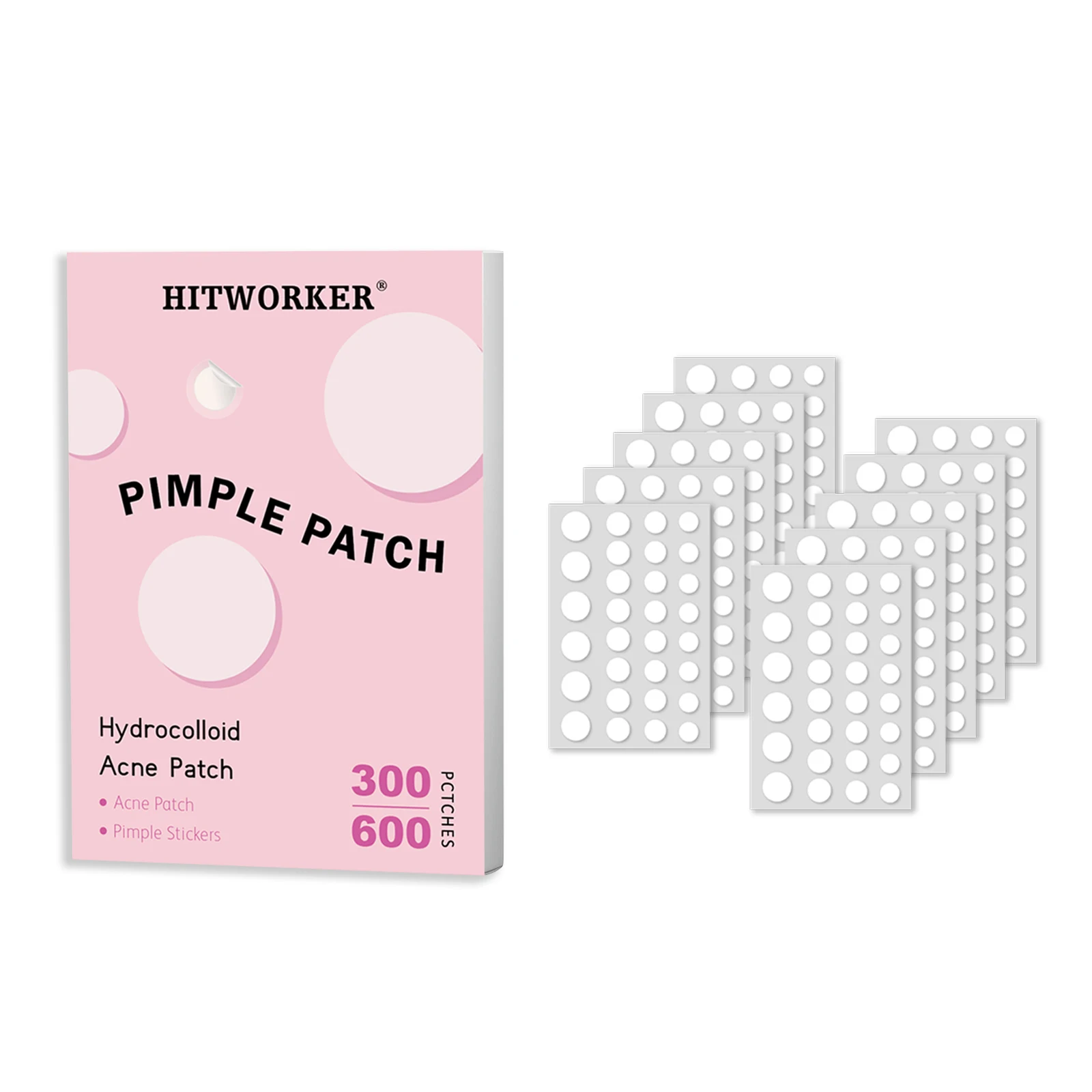 300/600pcs Hydrocolloid Acne Patches with Salicylic Acid Specifically Designed for Pimple Removal