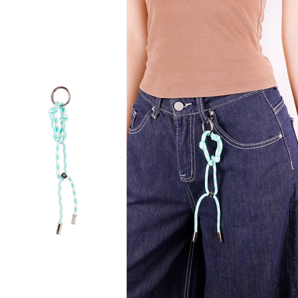 

Jeans Metal Spring Buckle Lanyard Ins Trendy Dopamine Woven Bag Lanyard Clothing Diy Accessories Nylon Rope Pendant