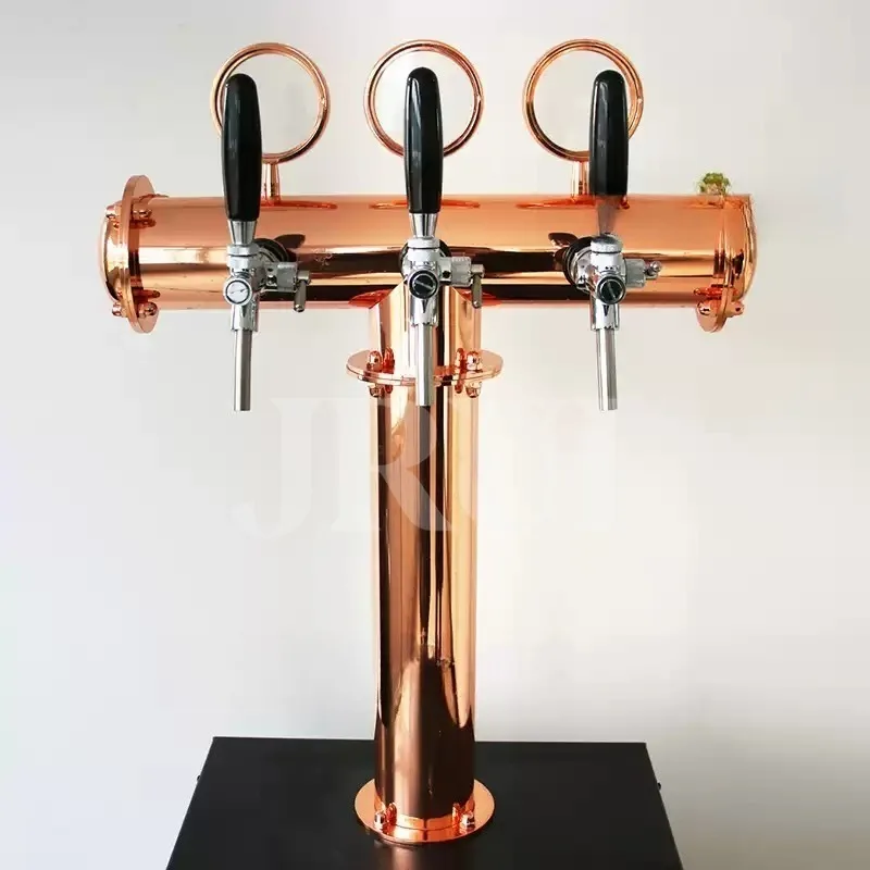 Bar Beer Column Customized T-Shaped Bronze Beer Tower 3-Line Beer Column