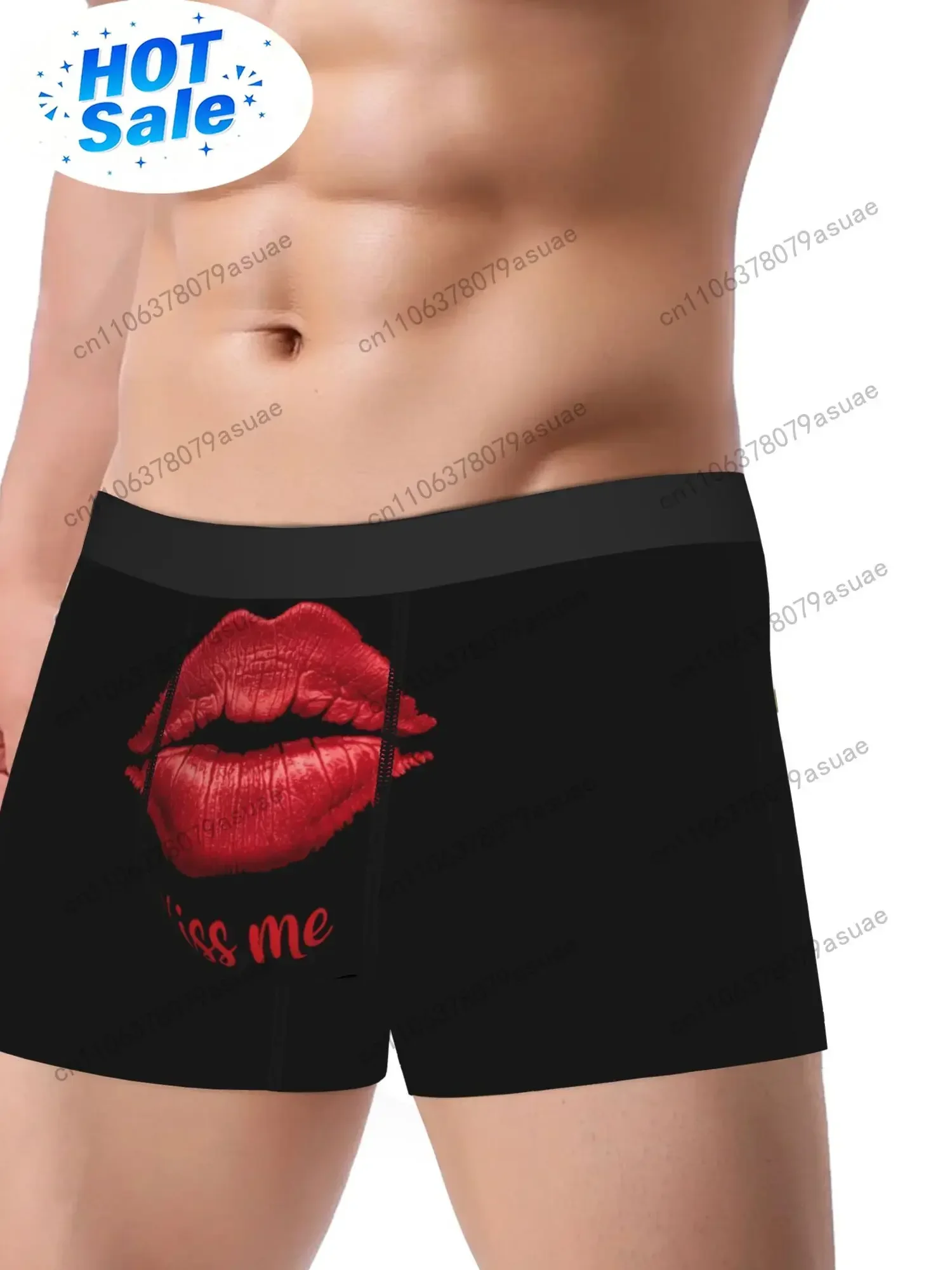 Men'S Boxer Briefs - Bold Red Lips & 