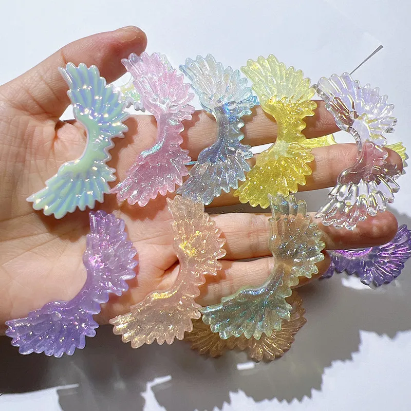 10Pcs Kawaii Cartoon Angel wings Resin DIY Shoes Hat Icebox Barrette Mobile Phone Case Scrapbook Cream Glue Flat Back Resin