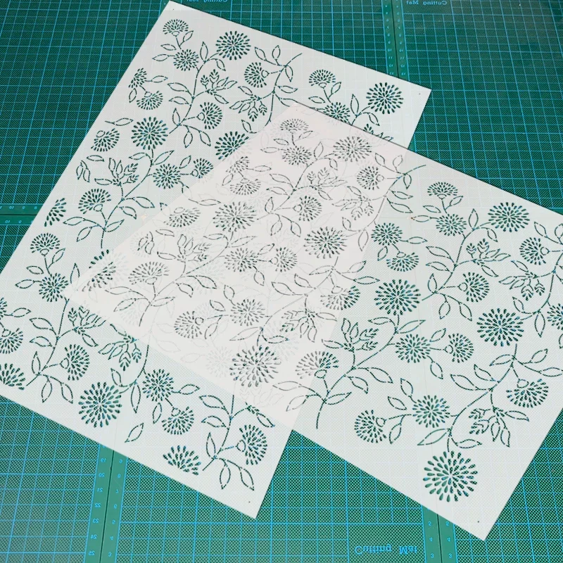 Vine Floral Plant Pattern Tracing Template tracing soft Quilting Sashiko Stencils Reusable PET drawing formwork for Embroidery