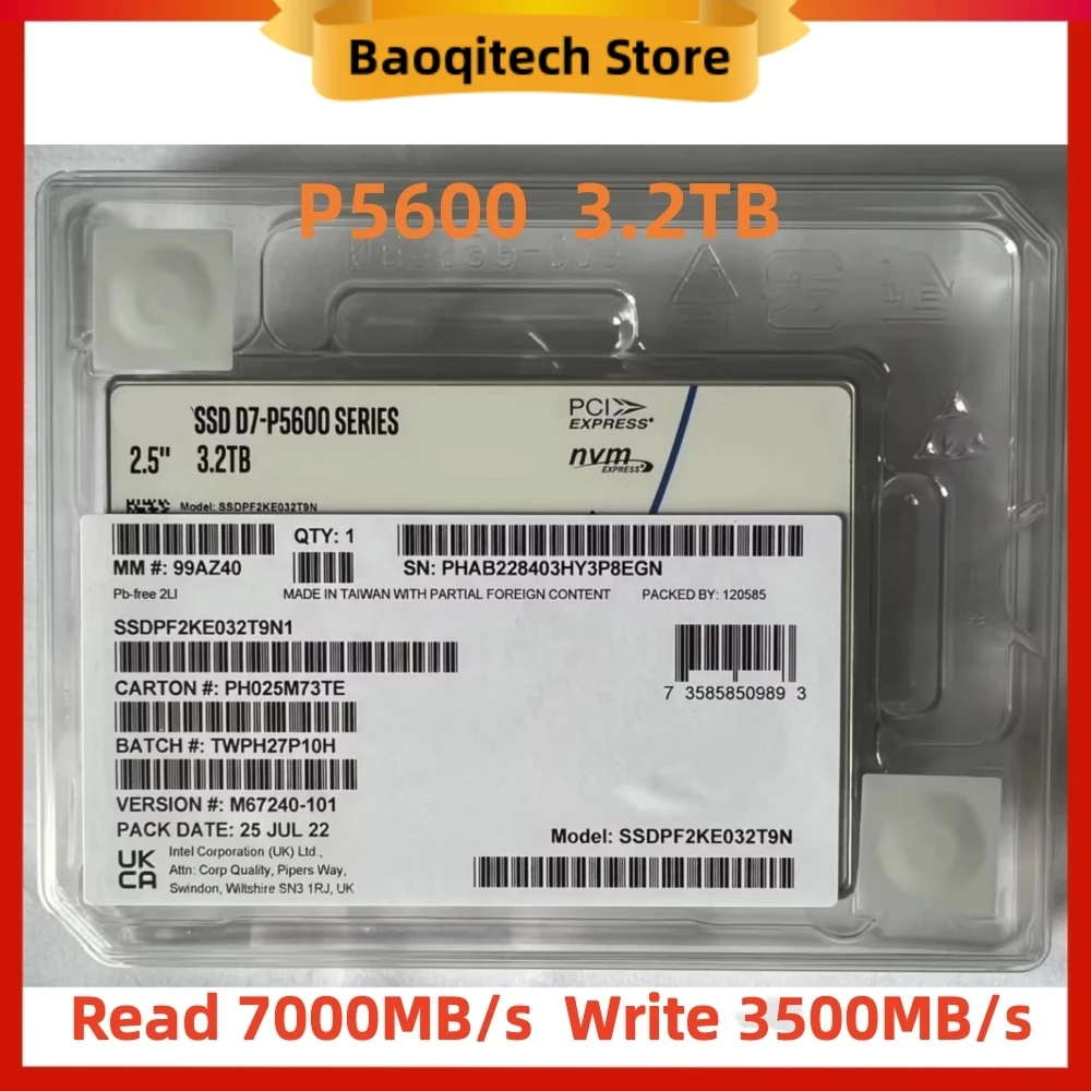 P5600 SSD PCIe 1. 2 3D3 TLC NAND SSD baru 1.6T 3.2T 6.4T 4.0 T enterprise D7 untuk Server solid state drive Intel