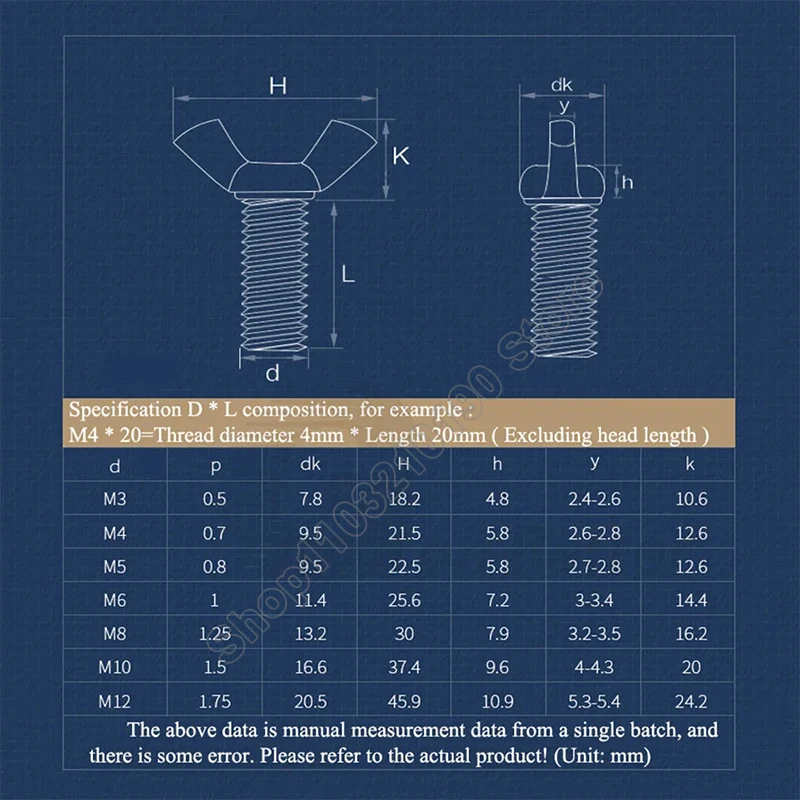 1-20Pcs M3 M4 M10 DIN316 Stainless Steel 304 Butterfly Bolt Tighting Wing Head Bolt Thumb Screw Claw Hand Tighten Screw L=6-40mm