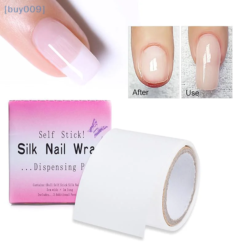 【buy009】1 لفة إصلاح الأظافر الحرير الأشعة فوق البنفسجية هلام بناء الألياف الفرنسية أدوات مانيكير أشكال الأظافر نصائح ملصقات بمادة لاصقة حماية الأظافر