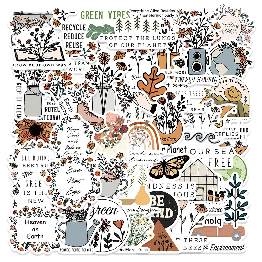 10/30/50 szt. Naklejki w stylu boho retro z motywacyjnymi frazami, kreskówkowe naklejki DIY do scrapbookingu, na notatnik, walizkę, estetyczne naklejki dekoracyjne