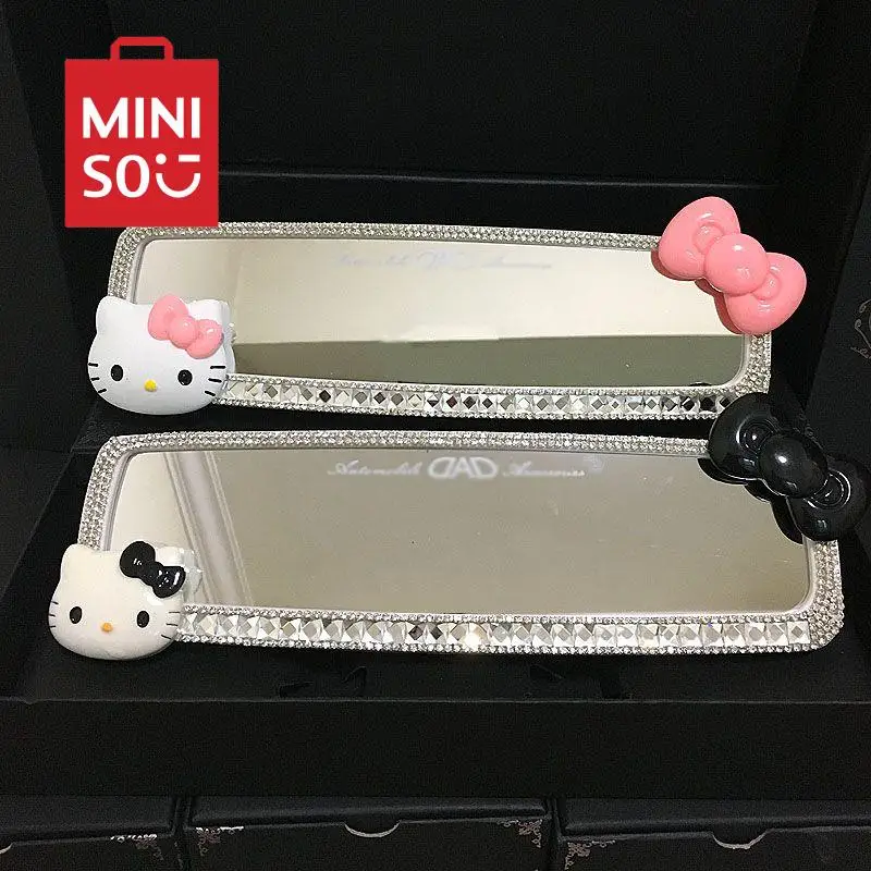 

Hellokitty Interior Rearview Mirror Cartoon Car Glass Diamond Rearview Mirror Set Decoration Car Rearview Mirror Accessories
