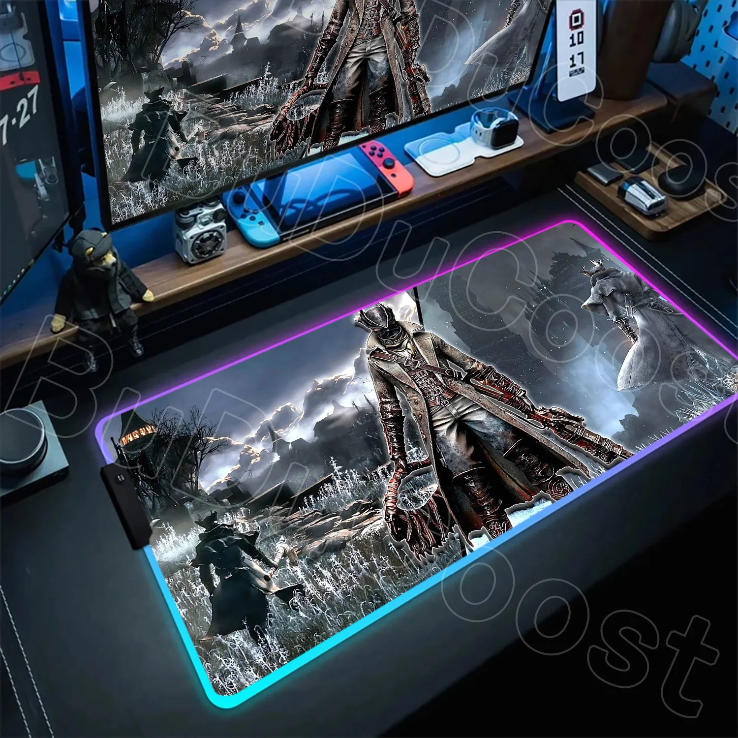 B-Bloodborne Large Gaming RGB Mouse Pad Office Laptop Accessories Non-Slip Rubber Mousepad Anime Cartoon New HD Desk Mats Carpet
