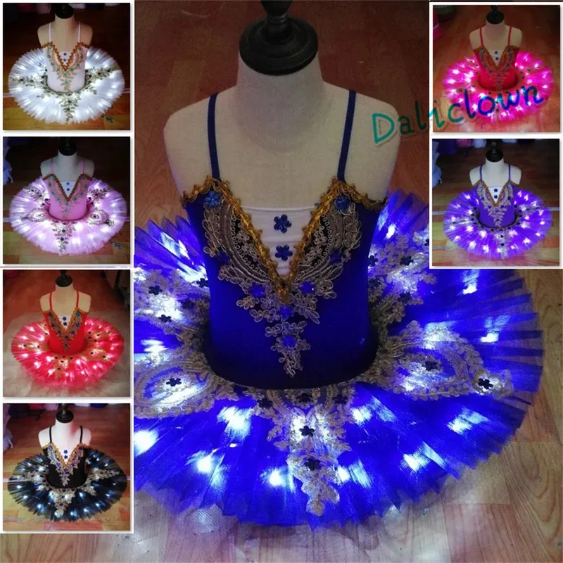 

Led Glowing Light Up Kids Ballet Tutu Women Girls Child Swan Lake Ballerina Pancake Tutu Ballet Dress Dance Costume Tutu Led