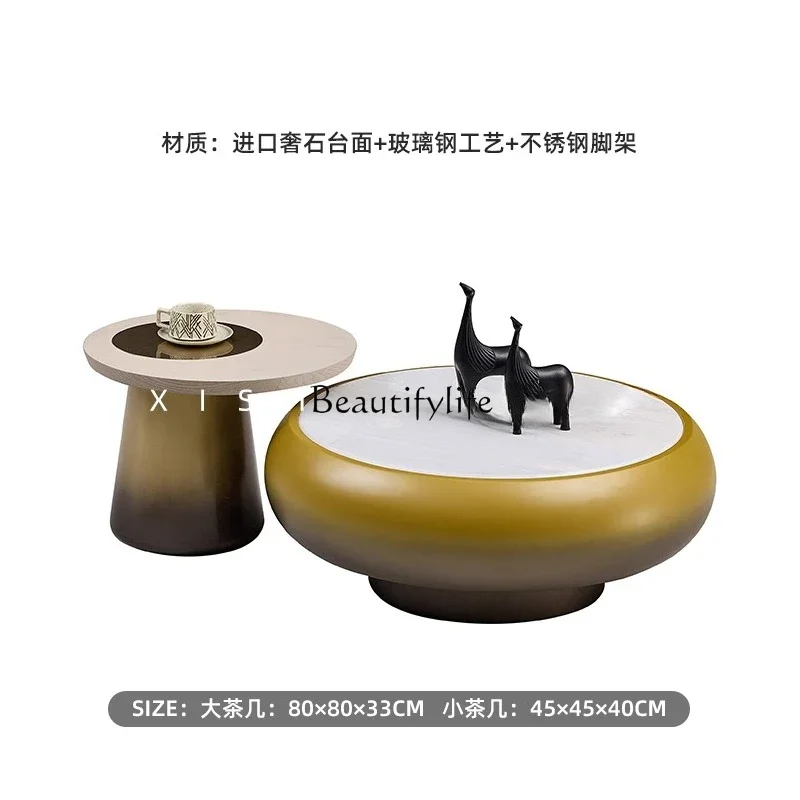 

yj21 Italian minimalist coffee table living room home creative villa luxury stone light luxury modern size combination coffee ta