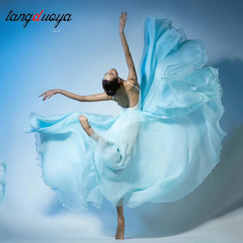 720 Degree Chiffon Half-length Skirt Ballet Dance Women Skate Long Skirts Dancer Practice Wear Professional Stage Dance Skirt