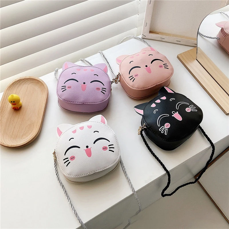 Creative Boy Girl Mini Zipper Shoulder Crossbody Bag Fashion Little Cat Coin Purses and Handbags Children Cute Messenger Bag