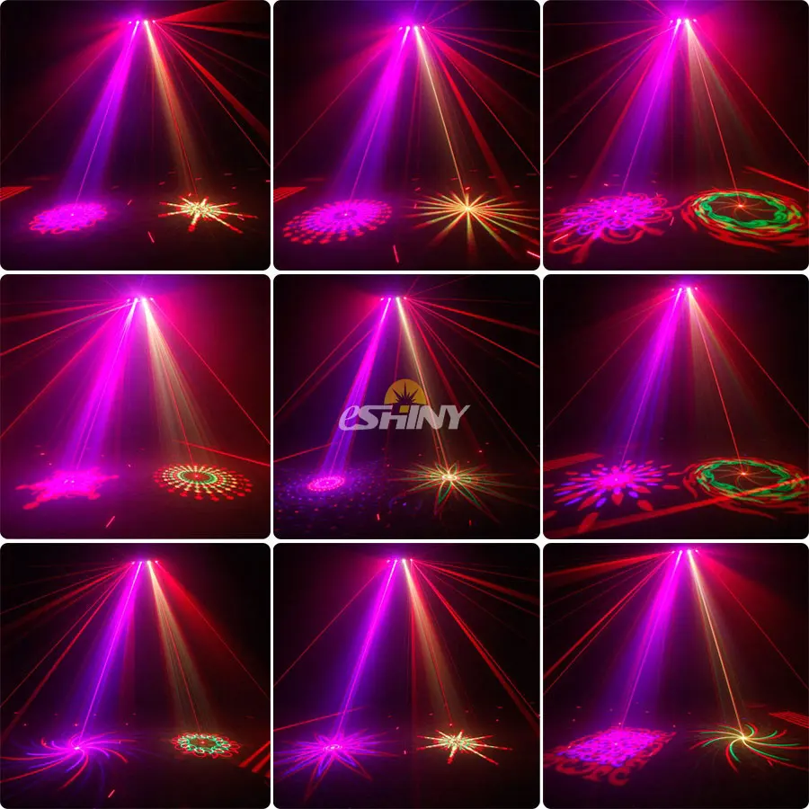 3D RGB 4 Lens 9 LED Laser Beam Projector DJ Disco Light Party RGB Dance DMX Decoration Birthday Lighting Effect Stage Lamp F12D3