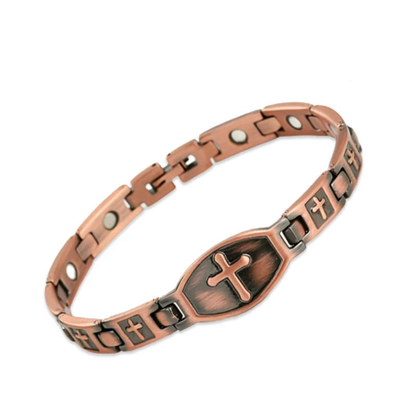 European and American Fashion Retro Environmentally Friendly Alloy Cross Magnet Detachable Men's Bracelet