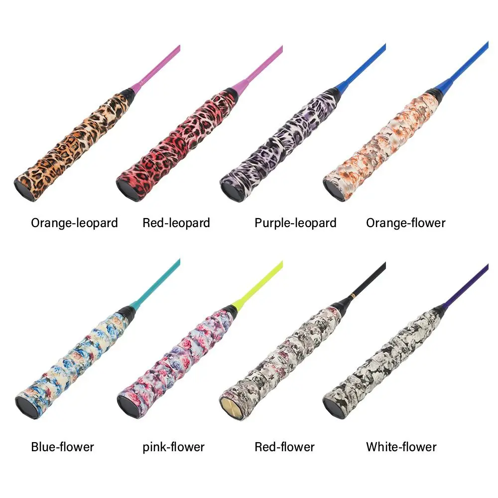 Multi-color Badminton Racket Overgrips Flower Printing Self-adhesive Racquet Sweatband Shock Absorption Leopard Print Over Grips