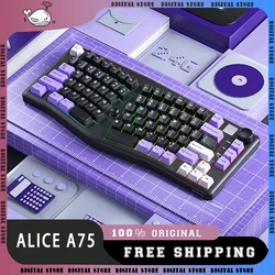 Leobog Alice A75 Mechanical Keyboard 3Mode 2.4G Bluetooth Wireless Customize Keyboard Ergonomics PBT Hot swap RGB Keyboard Gifts